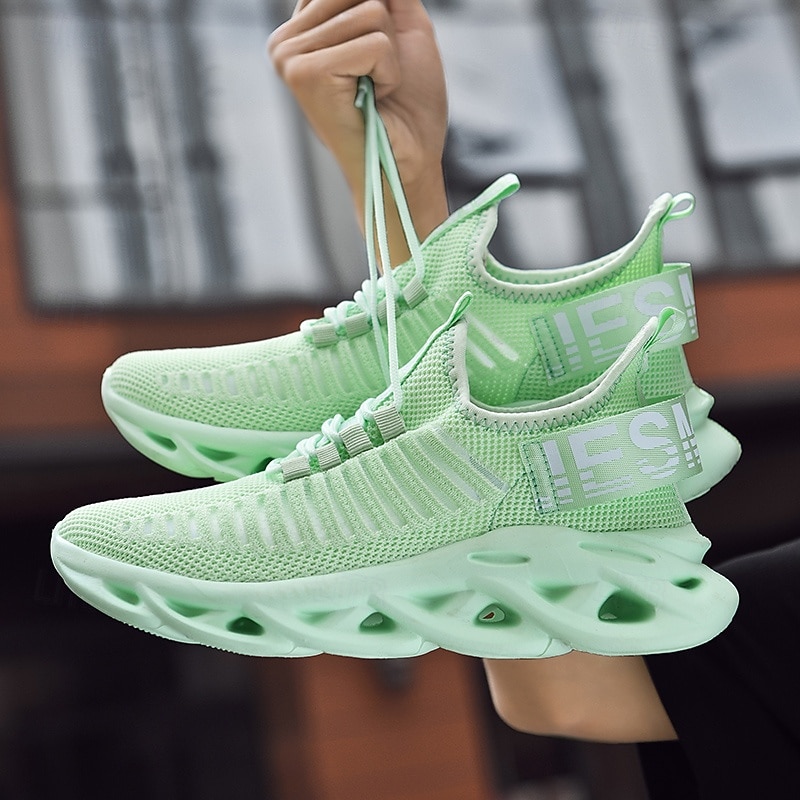 Men's Lightweight Breathable Mesh Sneakers with Air Cushion Sole in Mint Green, Stylish Athletic Running Shoes for Sports and Casual Wear4