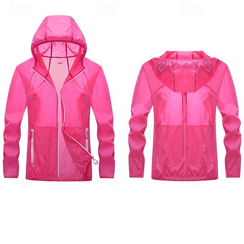 Women's Hiking Jacket Outdoor Sun Protection Front Zipper Breathable Lightweight Jacket Full Zip Beach White Pink Blue Fuchsia2