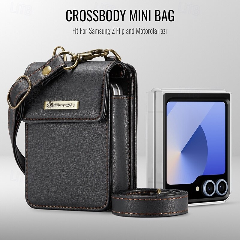 CaseMe Luxury Universal Case for Samsung Z Flip 6 5 MOTO Flip Hot Selling Shoulder Wristrap Magnetic Leather Universal Phone Bag4