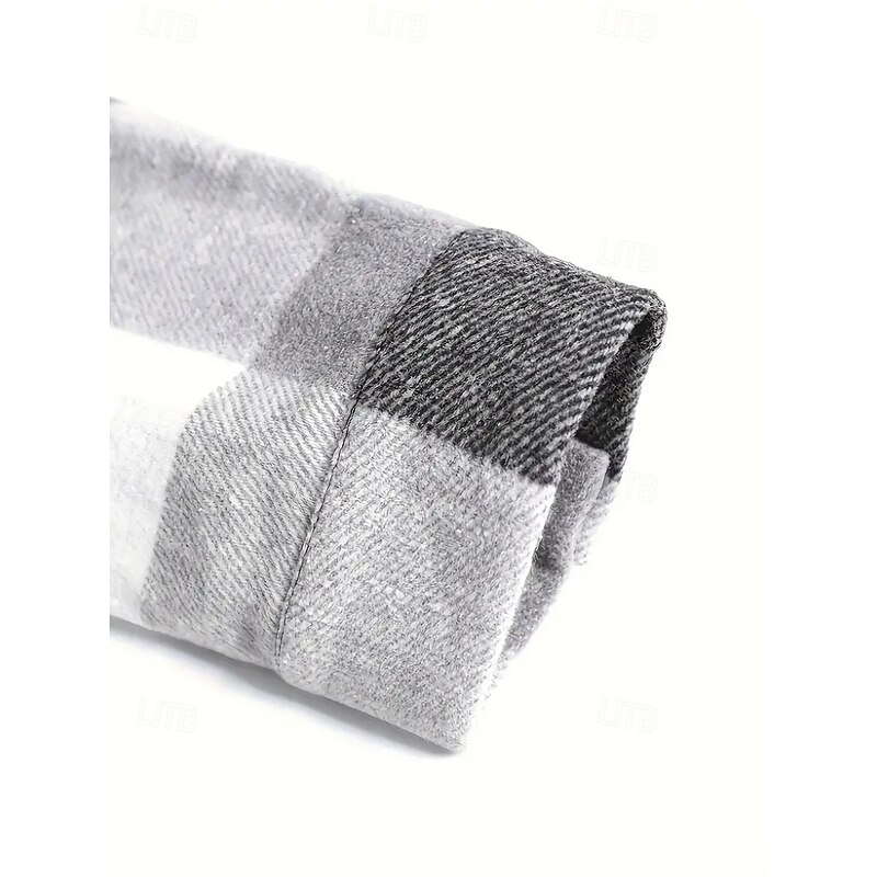 Men's Shirt Flannel Shirt Overshirt Plaid Outdoor Street Black Pink Navy Blue Brown Long Sleeve Hooded Winter Spring &  Fall Clothing Apparel3