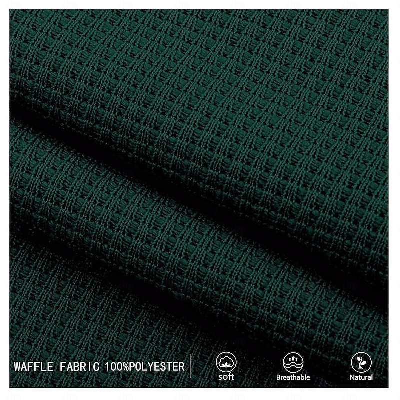 Men's Striped Waffle Polo Shirts Golf Shirt Long Sleeve Polo Shirts Collared Shirts Casual Vacation Wear Party Outfits Buttons 3D Print Spring Fall Winter Ink Blue3