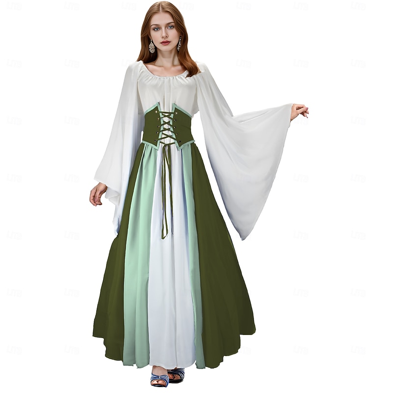 Medieval Renaissance Cocktail Dress Prom Dress Outlander Elven Fancy Dress Women's Celtic Pirate Fantasy Halloween Carnival Masquerade LARP Ren Faire Festival Adults' Dress