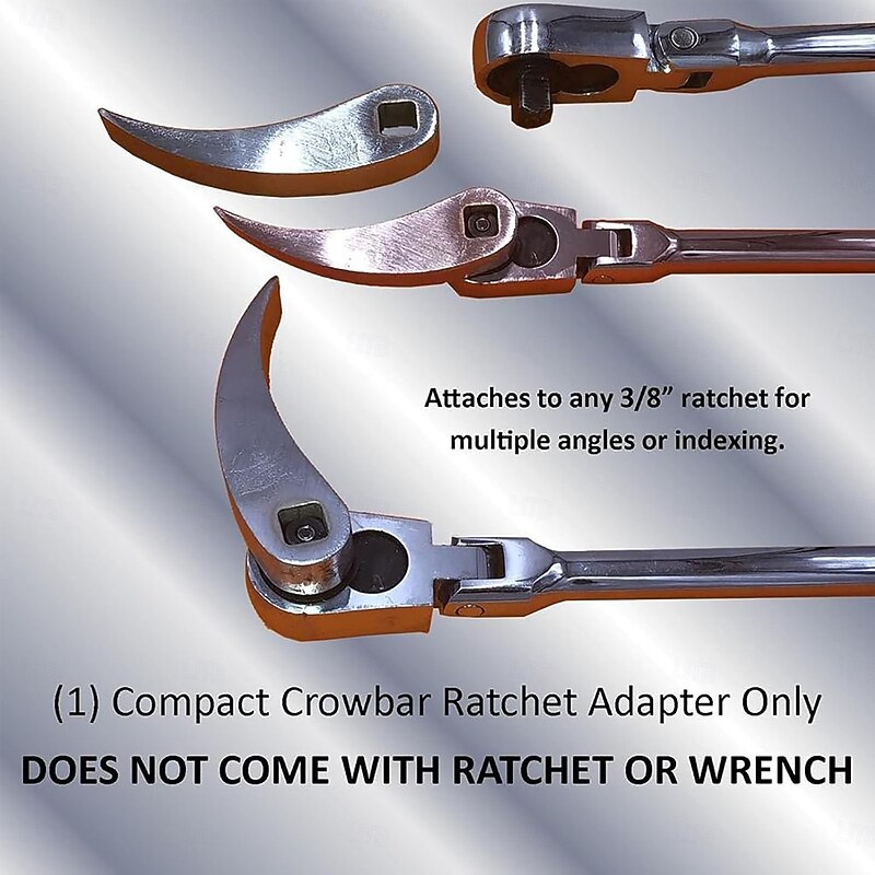 Crowbar Adapter Head, Crowbar Adapter Head Tool, Extra Strong Crowbar with Adjustable Angle Head, Infinite Ratchet Angle and Ratchet Lever Adapter Head2