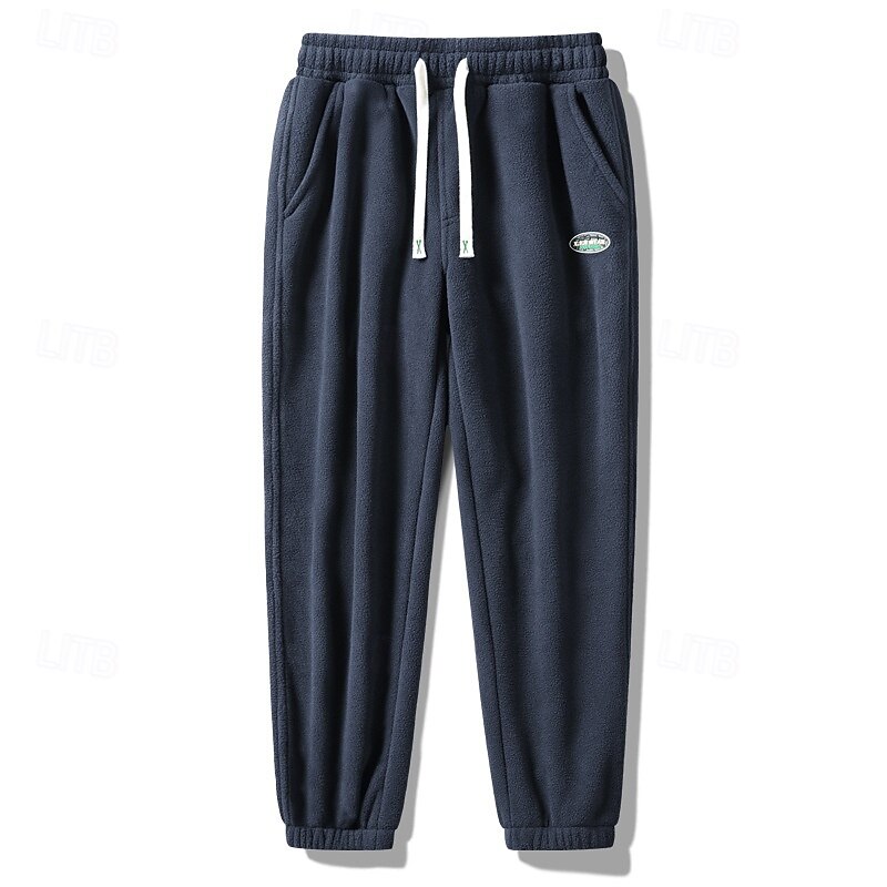Men's Fleece Pants Sweatpants Joggers Trousers Casual Pants Pocket Drawstring Elastic Waist Plain Comfort Warm Full Length Outdoor Casual Daily Sports Fashion Black Wine2