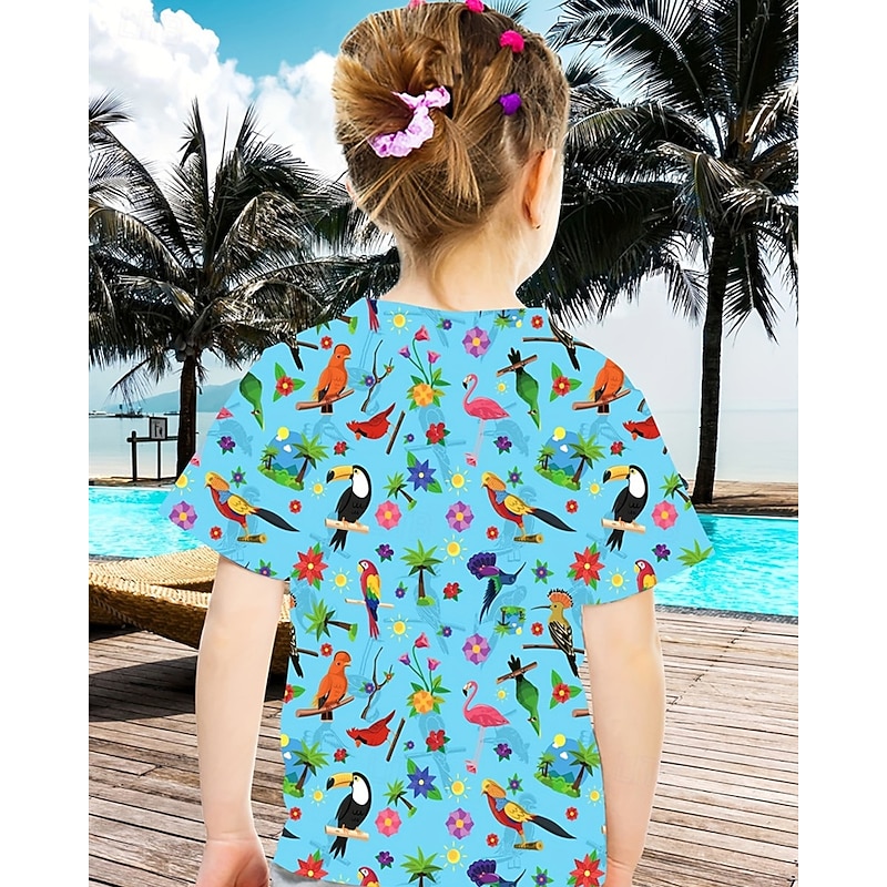 Girls' 3D Graphic Animal Bird T shirt Tee Short Sleeve Summer Spring Fashion Basic Kids 4-12 Years Crew Neck Outdoor Casual Daily Regular Fit2