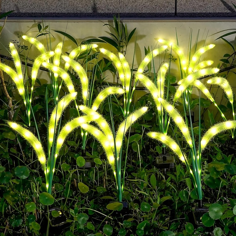 2pcs Solar Green Foxtail Lights, Outdoor Solar Garden Lights with Glowing Stems Perfect for Garden Decoration, Yard Decor, and Gifts