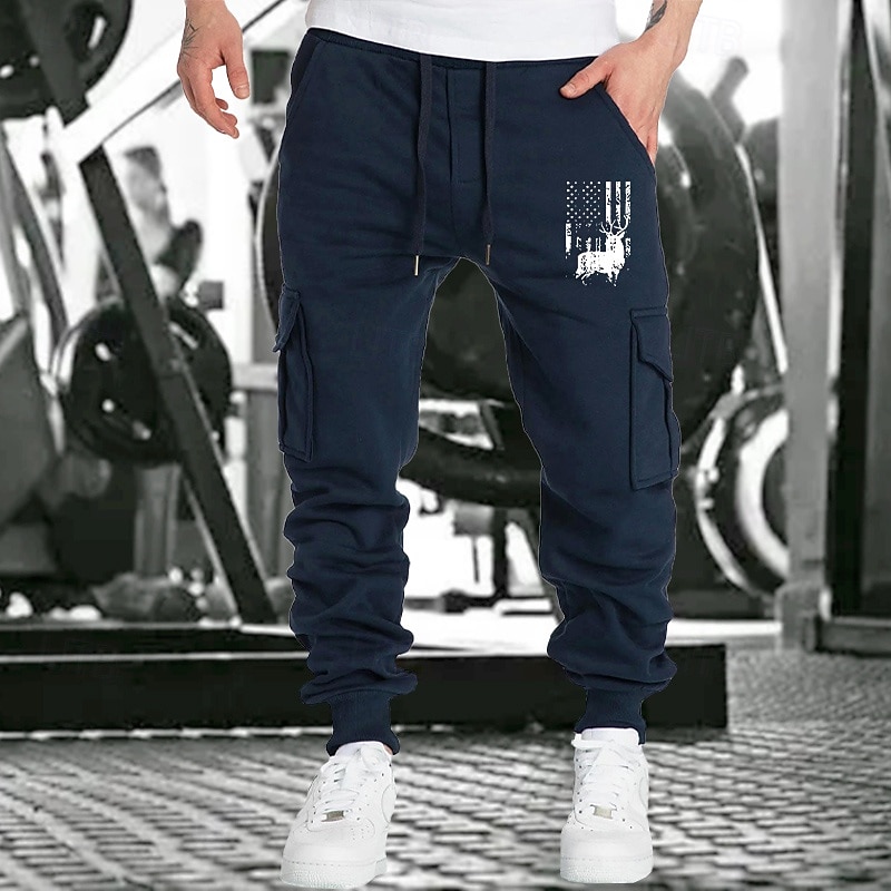 Men's Joggers Sweatpants Running Pants Athletic Pants Track Pants Pocket Elastic Waistband Pants / Trousers Outdoor Sports & Outdoor Athletic Fall Thermal Warm Soft Marathon Running Workout Tailored