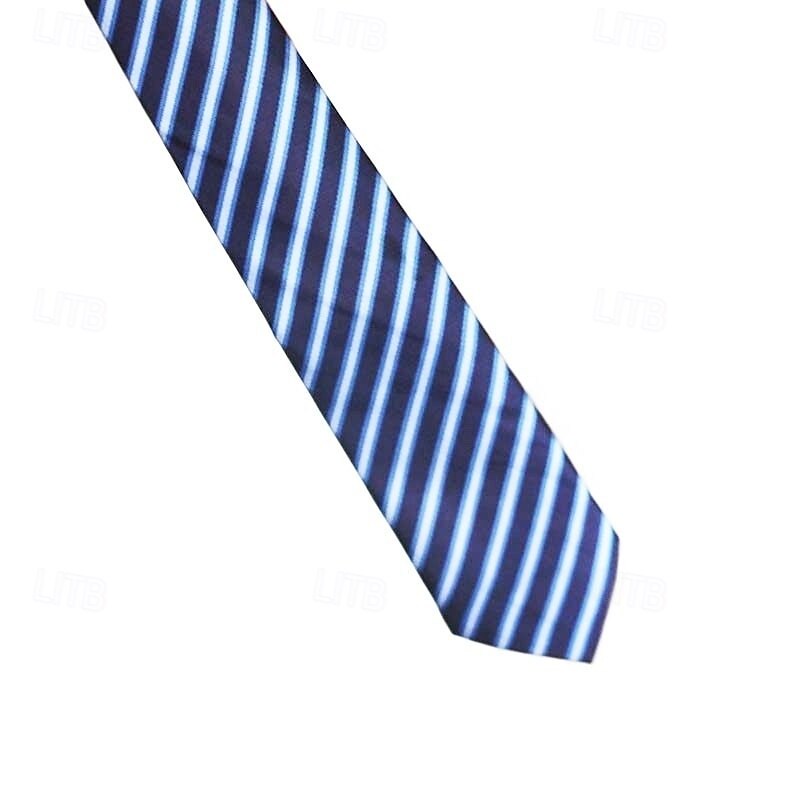 1Pc Men Wedding Tie Blue Narrow Stripe Tie 8cm Wide Men's Arrow Tie3