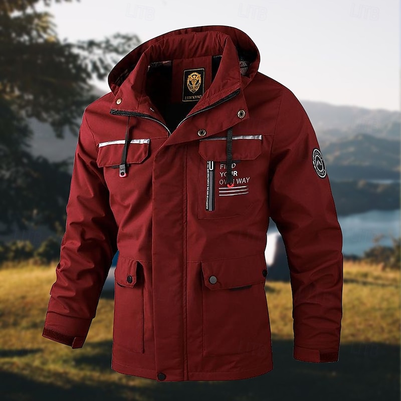 Men's Softshell Jacket Hiking Jacket Rain Jacket Outdoor Windproof Water Resistant Windbreaker Jacket Traveling Wine Red Black White Army Green