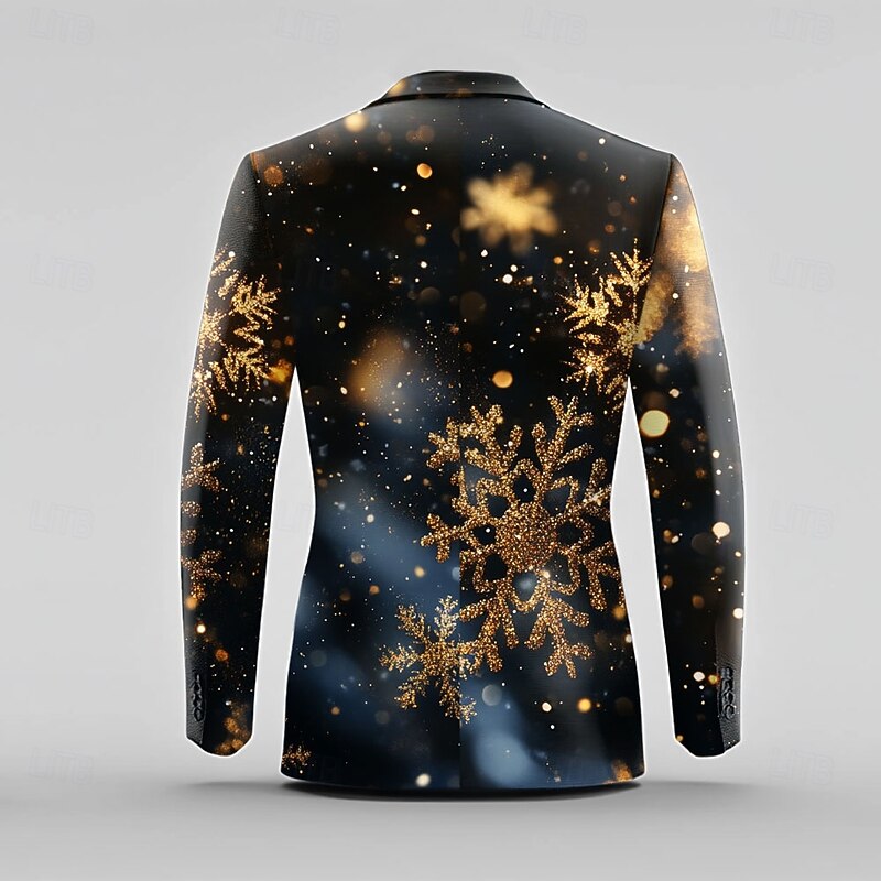 Men's Snowflake Long Sleeve Turndown Business Party Evening Wear Dailywear Buttons 3D Print Multi Pocket2