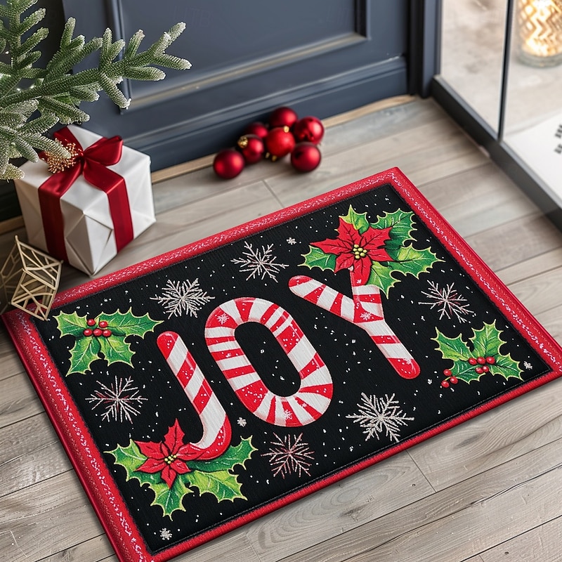 Christmas Decorations Doormat Candy Cane Pointessia Kitchen Mat Floor Mat Non-Slip Area Rug Oil Proof Rug Indoor Outdoor Mat Bedroom Decor Bathroom Mat Entrance Rug4