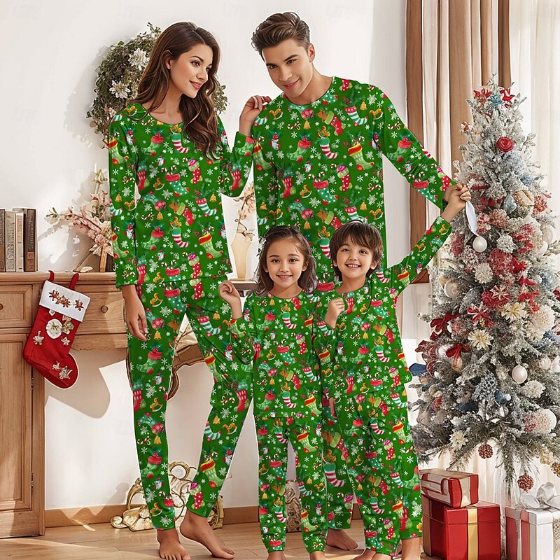 Snowman Family Christmas Pajamas Nightwear Men's Women's Boys' Girls' Family Matching Outfits Sweet Adults Kid's Christmas New Year Christmas Eve Christmas Vacation Home Wear Top Pants