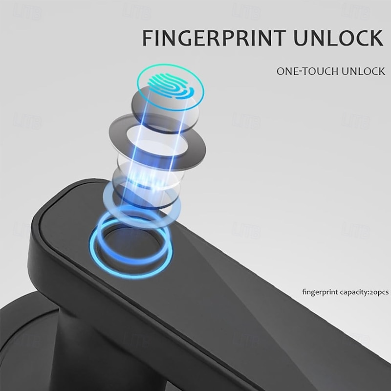 Smart Fingerprint Door Lock Keyless Entry Biometric Door Lock with Handle Set Support Key Unlock Intelligent Tuya App Control3