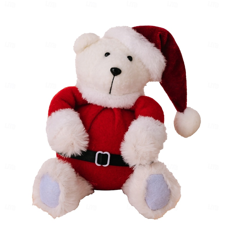 Christmas Bear Figurines, Christmas Decoration Xmas Party Plush Cute Bear Ornaments, Children's Gifts and Holiday Toys3