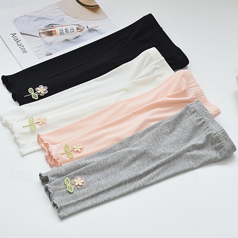 Girls' 3D Floral Pants Leggings Spring Fall Active Basic Kids 4 years+ Outdoor Casual Daily Regular Fit2