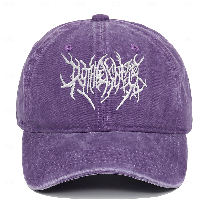 Men's Baseball Cap Sun Hat Trucker Hat Black Purple Cotton Adjustable Washed Fashion Daily Wear Festival Graphic Pattern Casual / Daily3