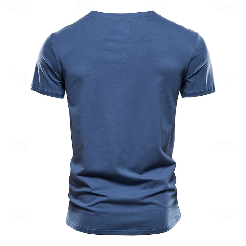 Summer Top Quality Cotton T Shirt Men Solid Color Design V-neck T-shirt Casual Classic Men's Clothing Tops Tee Shirt Men2