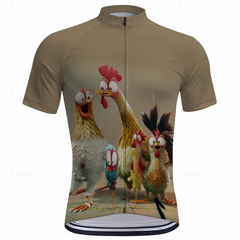 Men's Cycling Jersey Animal Cartoon Short Sleeve Bike Tee Tshirt Top with 3 Rear Pockets Mountain Bike MTB Road Bike Cycling Quick Dry Front Zipper Wicking Sports Dark Grey Dark Gray Brown Clothing4