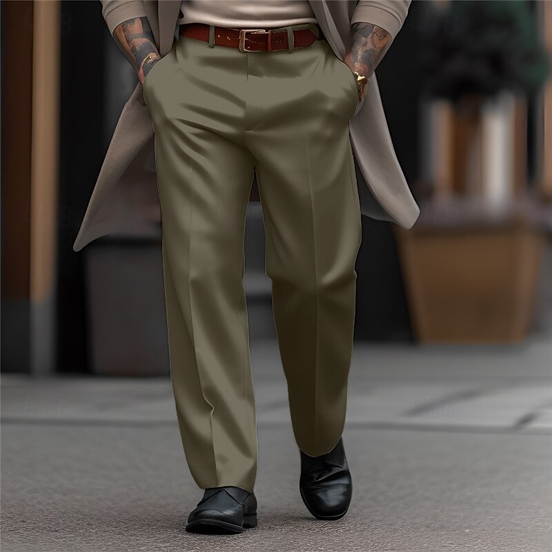Men's Trousers Dress Pants Slacks Casual Pants Suit Pants Front Pocket Plain Comfort Wedding Business Daily Fashion Chic & Modern Black White4