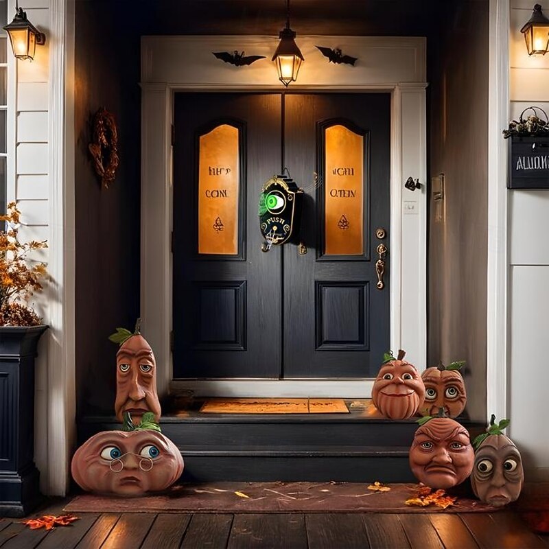Halloween Doorbell Lights Animated LED Eyeballs Ghost Doorbell Lights, Halloween Decor with Ghost Sounds Haunted House Halloween Party Props Door Decorations3