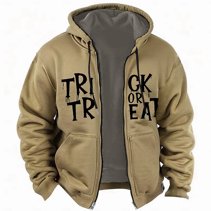 Men's Spooky Halloween Trick or Treat Graphic Full Zip Hoodie2