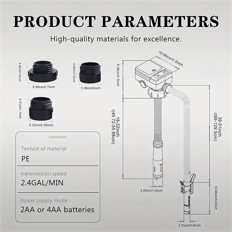 Fuel Transfer Pump Battery-powered Fuel Transfer Pump with Long Hose Portable Liquid Pump Suitable for Gasoline, Diesel, Kerosene, Light Oil, and Water.2