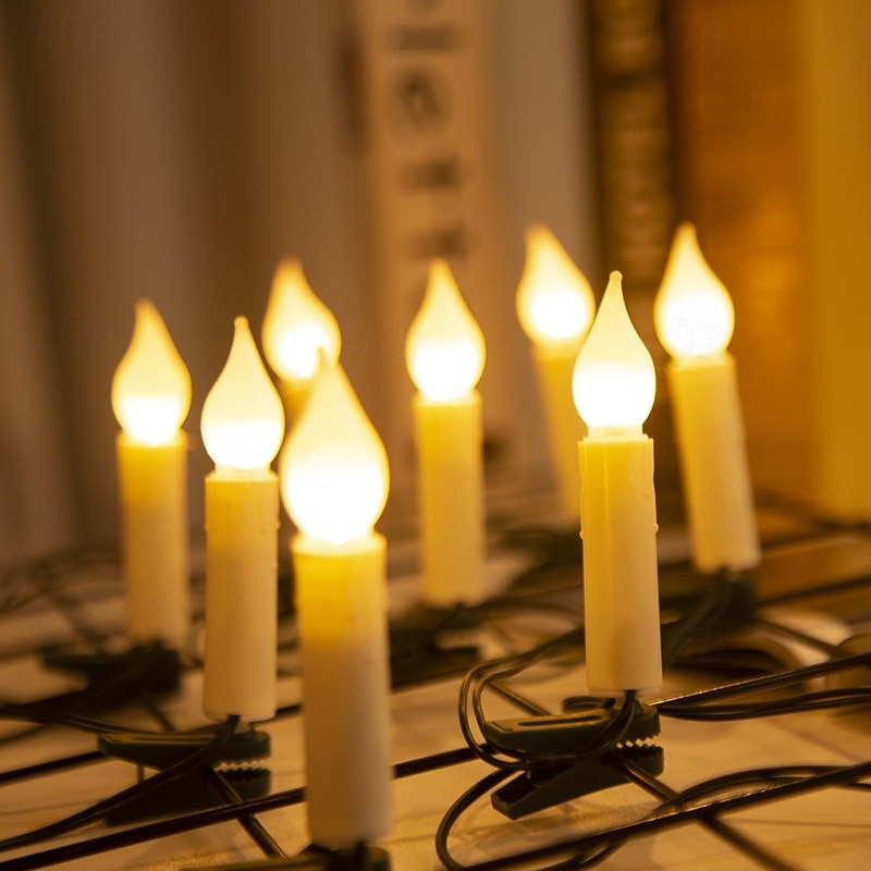 Festive LED Candle Light String Warm White Battery-Powered Clip-On For Easy Hanging Perfect For Christmas Tree & Holiday Decor2