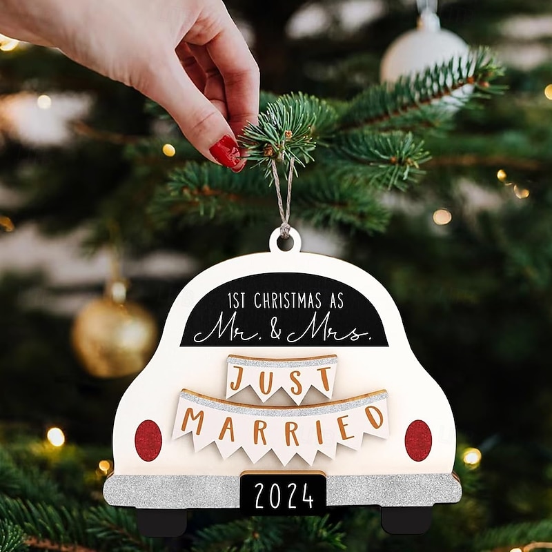 First Christmas Married Ornament 2025, Our First Christmas As Mr and Mrs Christmas Ornament - Bridal Shower Gift, Marriage Gifts, Wedding Gifts for Couples, Gifts for Newlyweds - Main Image
