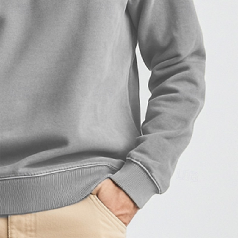 Men's Sweatshirt Polar Fleece Quarter Zip Sweatshirt Black Navy Blue Camel Light Grey Dark Gray Half Zip Plain Sports & Outdoor Daily Holiday Streetwear Basic Casual Fall & Winter Clothing Apparel3