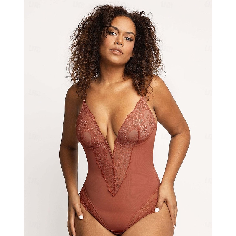 Women's Lace Shapewear Nightwear - Nylon Spandex Solid Colored Home Outfits 6