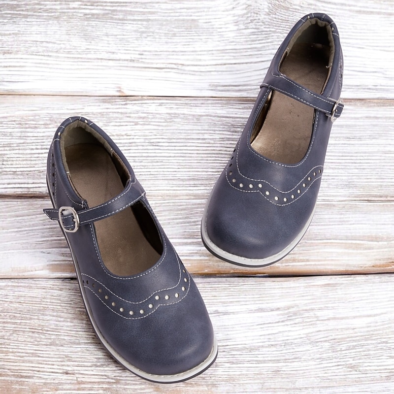 Women's Vintage-Style Mary Jane Shoes with Buckle Strap – Comfortable Retro Faux Leather Flats for Casual Wear2