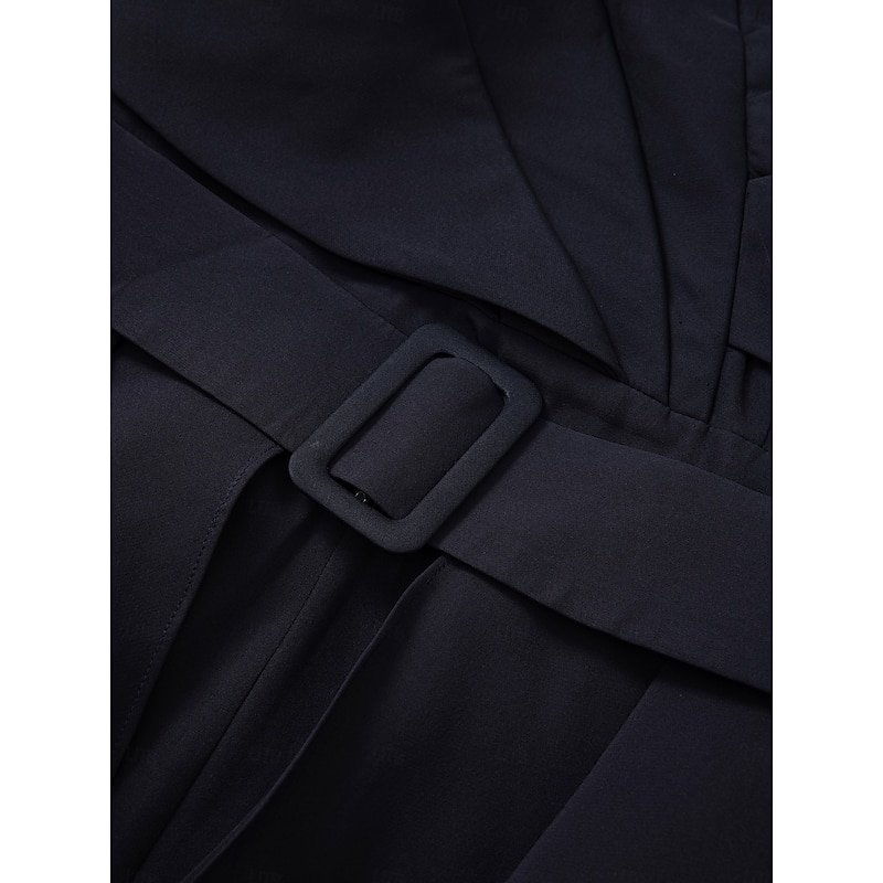 Jumpsuit Mother of the Bride Formal Wedding Guest Elegant Party Scoop Neck Off Shoulder Ankle Length Stretch Fabric 3/4 Length Sleeve with Sash / Ribbon4