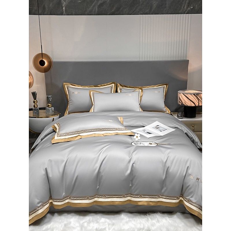 4PCS Duvet Cover Bedding Set 100% Organic Cotton Soft and Breathable Fabric Includes Duvet Cover and Pillowcases for a Comfortable Sleep2