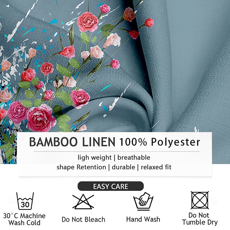 Men's Floral Button Up Shirt Long Sleeve Casual Vacation Daily Summer Spring &  Fall Grandad Collar Band Collar 3D Print White Pink Blue Sage3