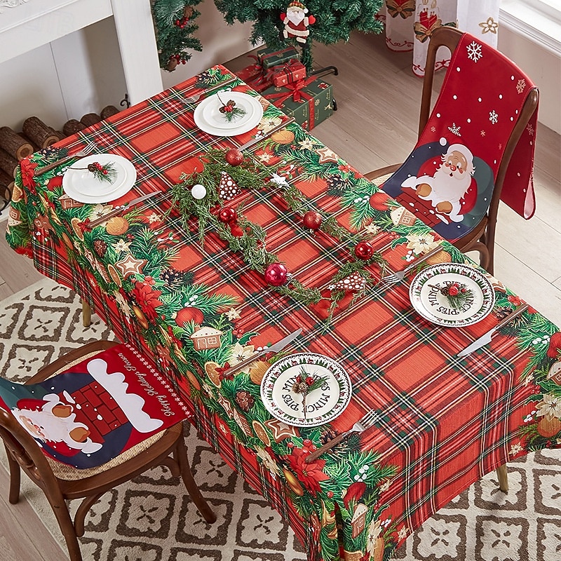 Christmas Tablecloth Festive Holiday Table Cover Decorative and Elegant Design for Dining Table Perfect for Christmas Gatherings and Seasonal Decor