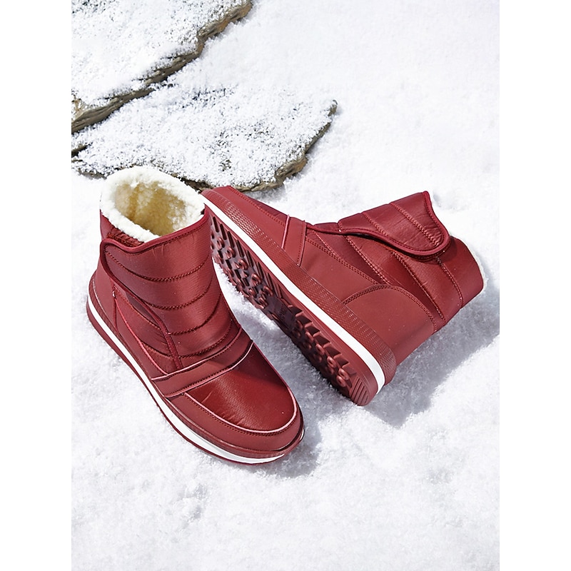 Women's Red Waterproof Winter Boots with Plush Lining and Non-Slip Sole – Warm Snow Boots for Outdoor Activities3