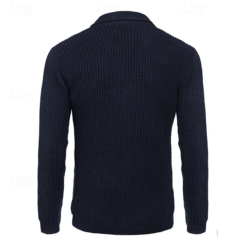 Men's Cardigan Sweater Dress Sweater Knit Sweater Ribbed Knit Regular Button Up Side Pockets Solid Color Lapel Fashion Classic Daily Wear Date Clothing Apparel Fall & Winter Army Green Black S M L4