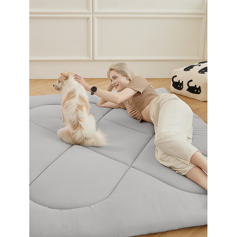 Japanese Futon MattressFloor Mattress Thicken Sleeping Mattress Foldable & Portable Roll Up Dormitory Mattress Tatami MatFullTwinQueenGrey2