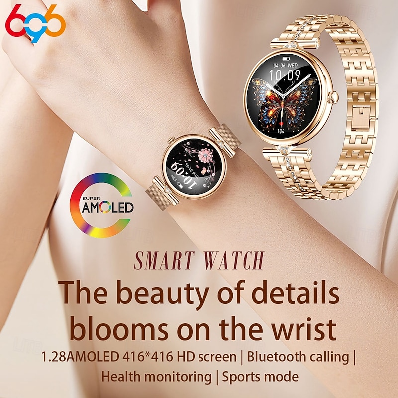 696 AK73 Smart Watch 1.28 inch Smart Band Fitness Bracelet Bluetooth Pedometer Call Reminder Sleep Tracker Compatible with Android iOS Women Hands-Free Calls Message Reminder IPX-0 40mm Watch Case2