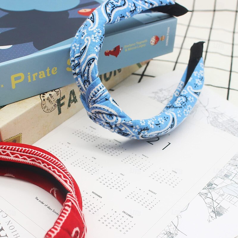 Pack of 6 Women's Vintage Hair Band Headband Women's Elastic Knot Hair Band Wide Headband with Teeth Twisted Fabric Turban Knitted Headbands Set for Women Girls3