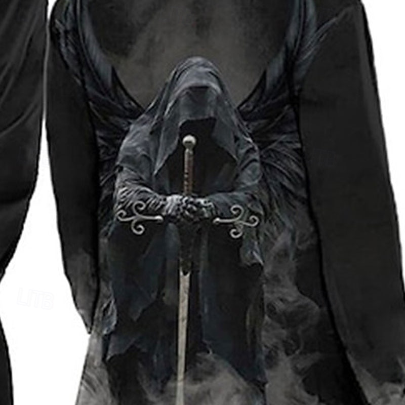 Men's Soldier Winter Coat Fleece Jacket Coat Comfortable Warm Breathable Vintage Abstract Gothic Sports & Outdoor Daily Wear Going out Zipper Pocket Print Fall & Winter Hoodie Long Sleeve Black2