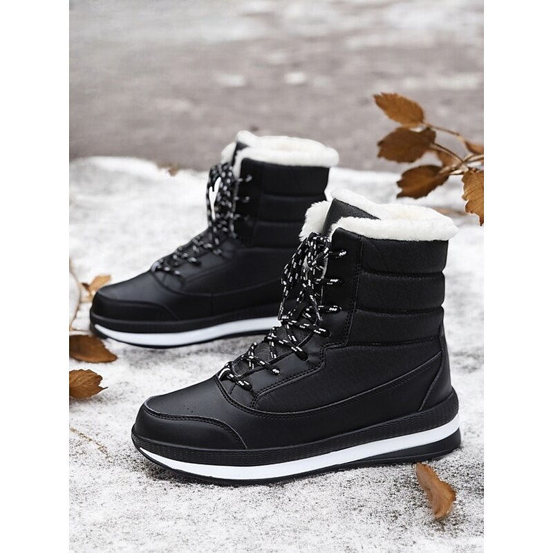 Women's Red Lace-Up Waterproof Winter Boots with Plush Lining and Non-Slip Sole – Stylish Snow Boots for Cold Weather 13