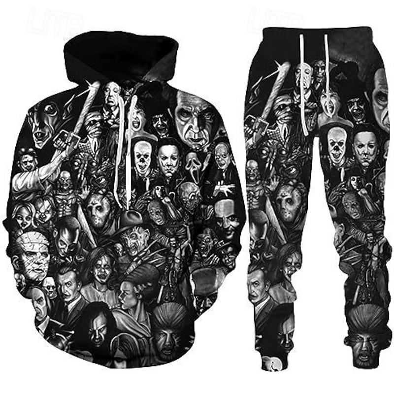 Halloween Michael Myers Pants Outfits Hoodie Print Graphic For Couple's Men's Women's Adults' Halloween Carnival Masquerade 3D Print Casual Daily2