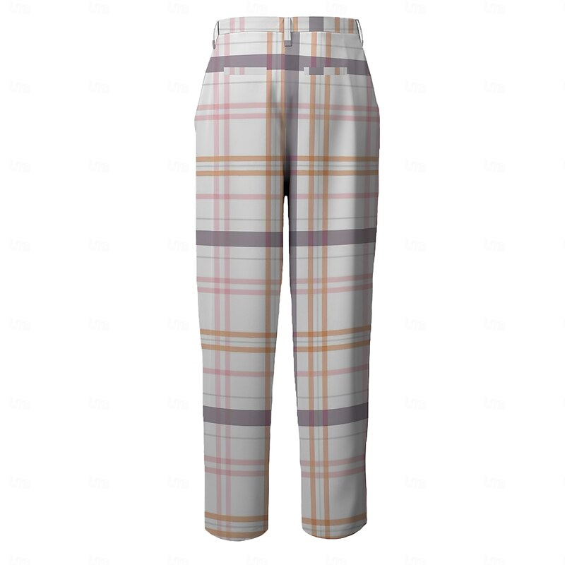 Men's Geometric Dress Pants Mid Waist Business Casual Formal Dailywear Zipper Pocket Summer Spring Fall 3D Print White2