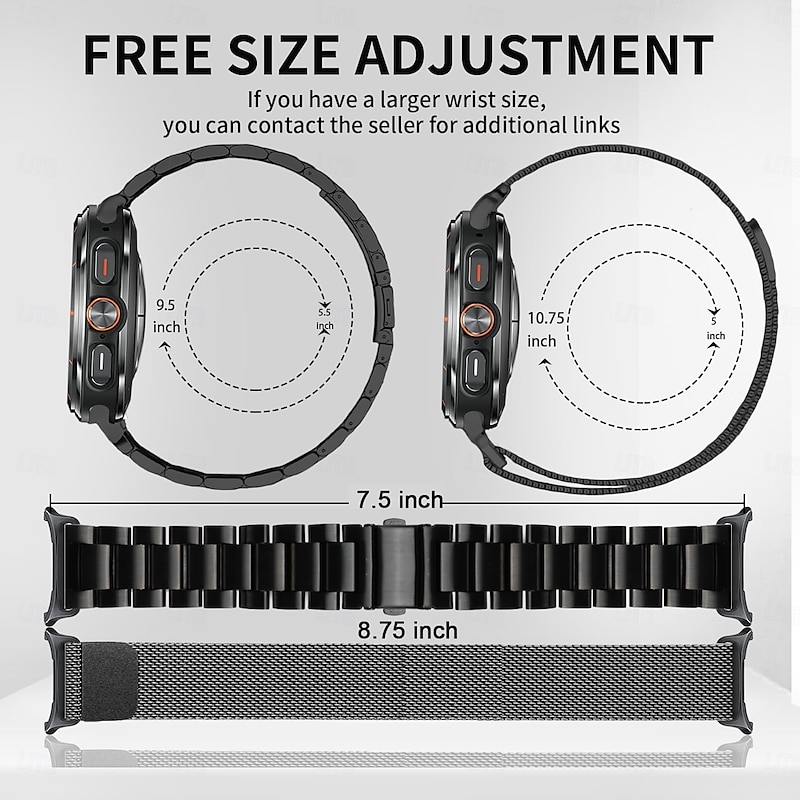 2 Pack Watch Band for Samsung Galaxy Watch 7/6/5/4  40/44mm, Watch 5 Pro 45mm, Watch 6 Classic 43/47mm, Watch 4 Classic 42/46mm Watch Ultra 47mm Stainless Steel Replacement  Strap with Removal Tool3