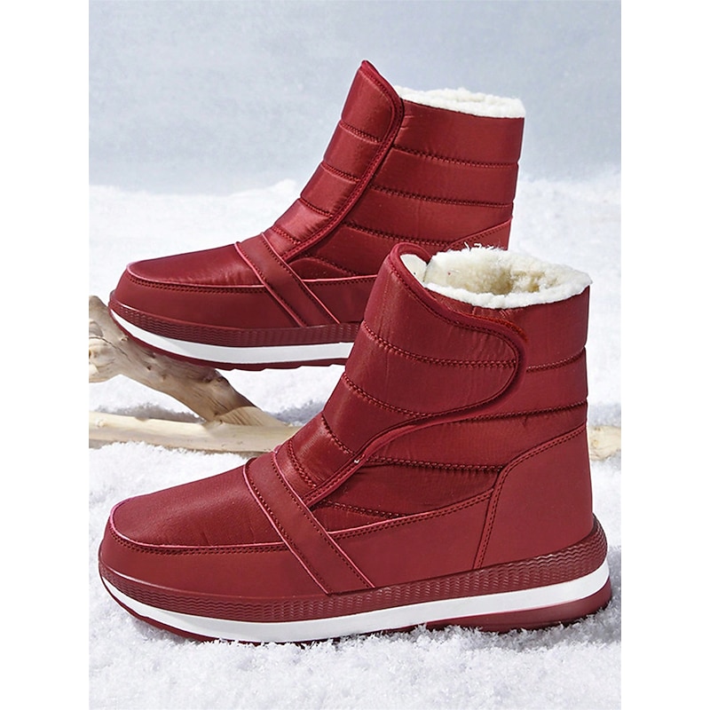 Women's Red Waterproof Winter Boots with Plush Lining and Non-Slip Sole – Warm Snow Boots for Outdoor Activities2