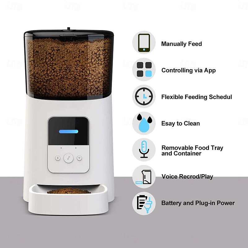 Dog Cat Pets Automatic Feeder Bowl / Feeding Bowl ABS+PC Foldable Easy to Install Splittable Solid Colored White Bowls & Feeding Home Daily2