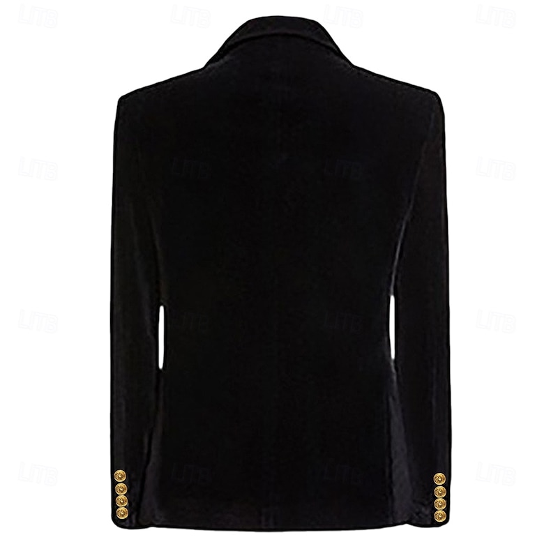 Men's Blazer Jacket Tuxedo Closure collar Vintage Party Velvet Patchwork Solid Colored Blazer Black Burgundy Dark Blue Standard Fit Double Breasted Six-buttons2