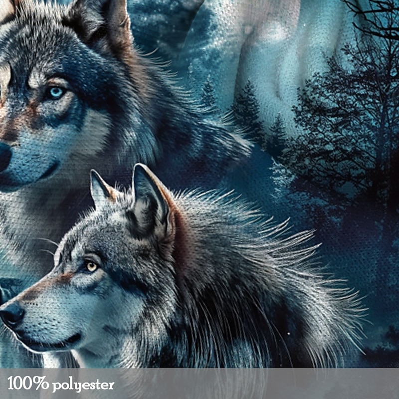 Men's Wolf Hoodie Hoodies Sweatshirt Fashion Daily Long Sleeve Hooded Holiday Travel Blue Drawstring Zipper Pocket Fall Winter Designer4