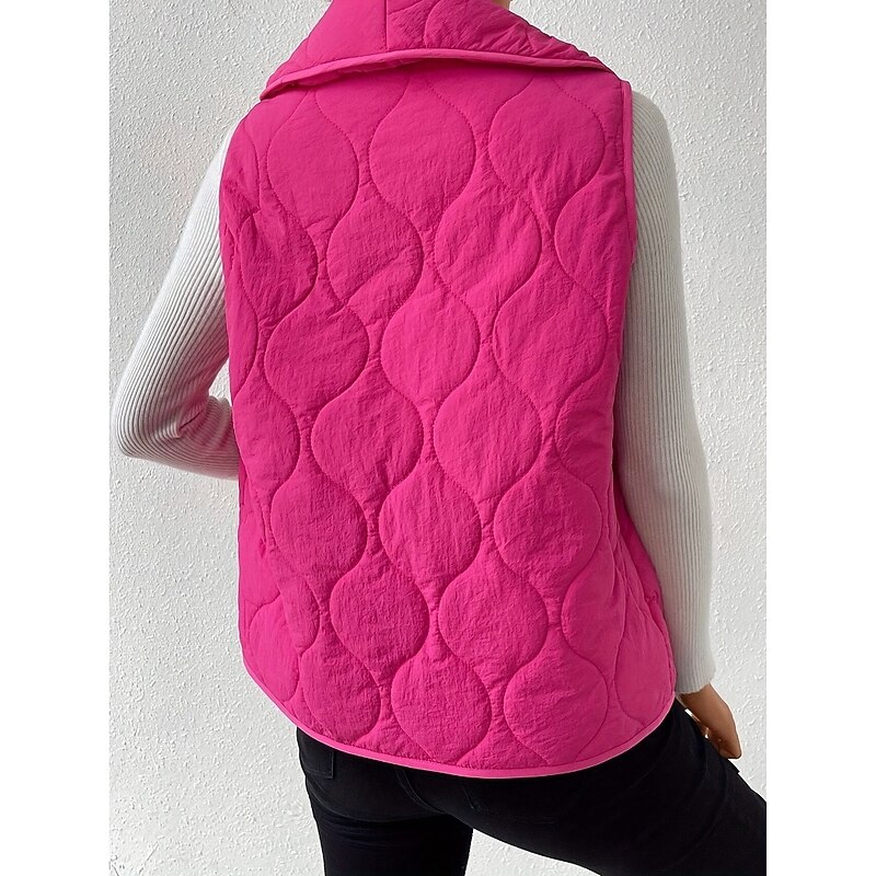 Women's Tunic Elegant Daily Sleeveless Sleeveless V Neck Shirt Collar New Year Rose Pink Spring Fall Winter2